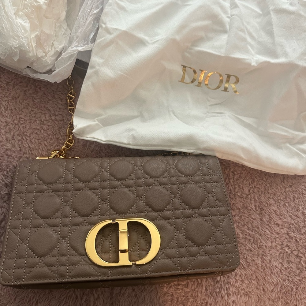 Dior Taupe Quilted Leather Crossbody Bag